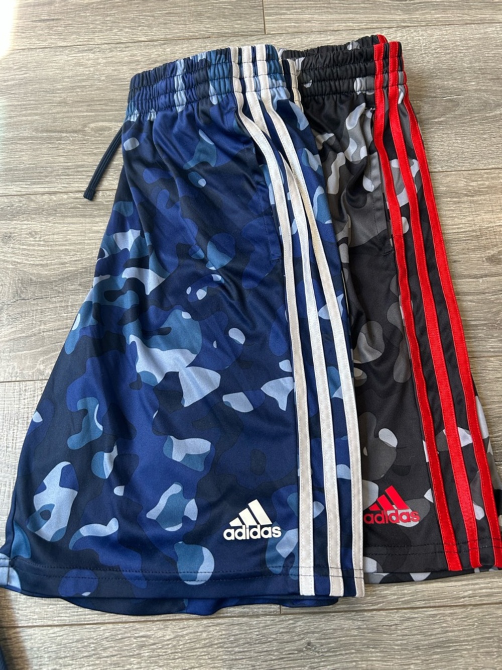 adidas Kids 4-Pack Athletic Shorts — Black, Navy, Gray Camo with Red - Picture 4 of 12